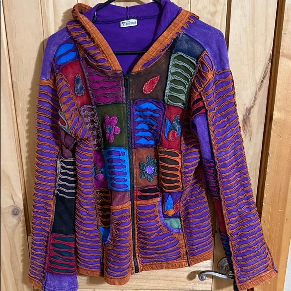 India Boutique Jackets & Blazers - India Boutique Colorful Patchwork Hoodie